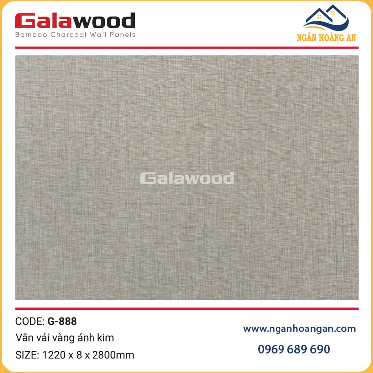 Tấm Ốp Than Tre Galawood Vân Vải Vàng Ánh Kim G-888